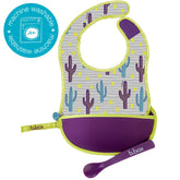 B.Box Travel Bib + Flexible Spoon - Cactus Capers